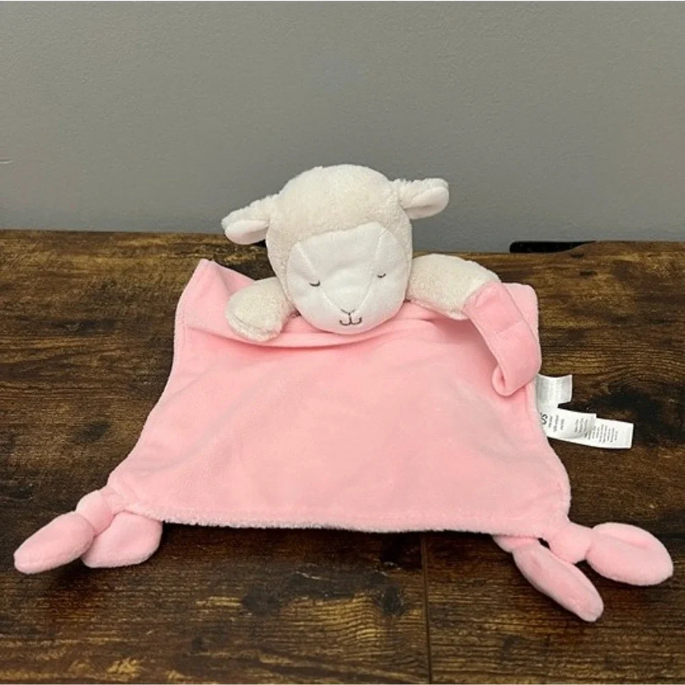 Carter's Pink Lamb Rattle Blanket with Pacifier Holder Lovey